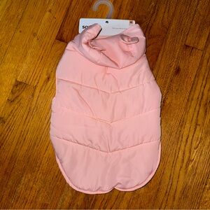 Sonoma Goods For Life Pink Color Block Pet Puffer Jacket with Hood NWT